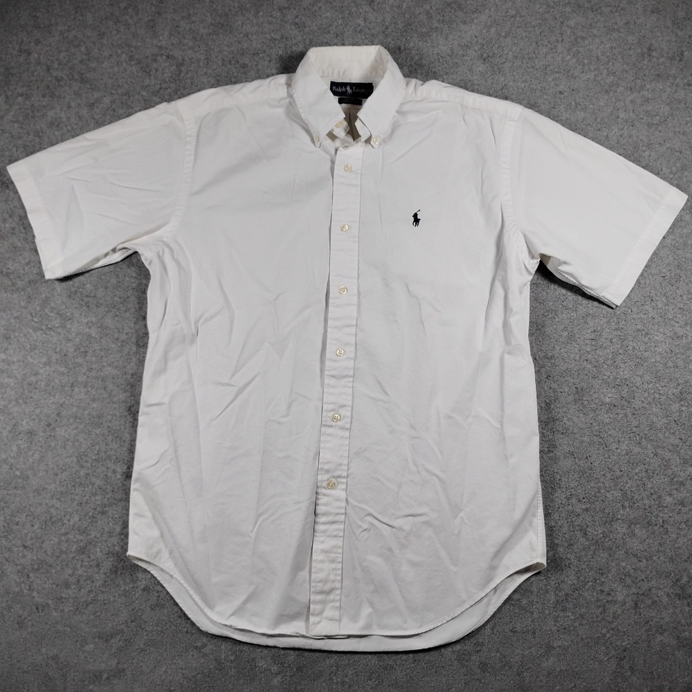 Ralph Lauren Blake Men's Size Small White Short Sleeve Button Down Cotton Shirt